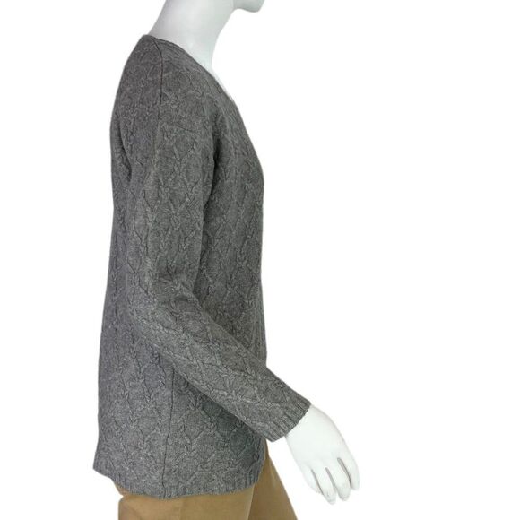Jaeger 100% Cashmere Gray Pullover Sweater w/ Square Knot Texture, Size Small - Picture 8 of 12